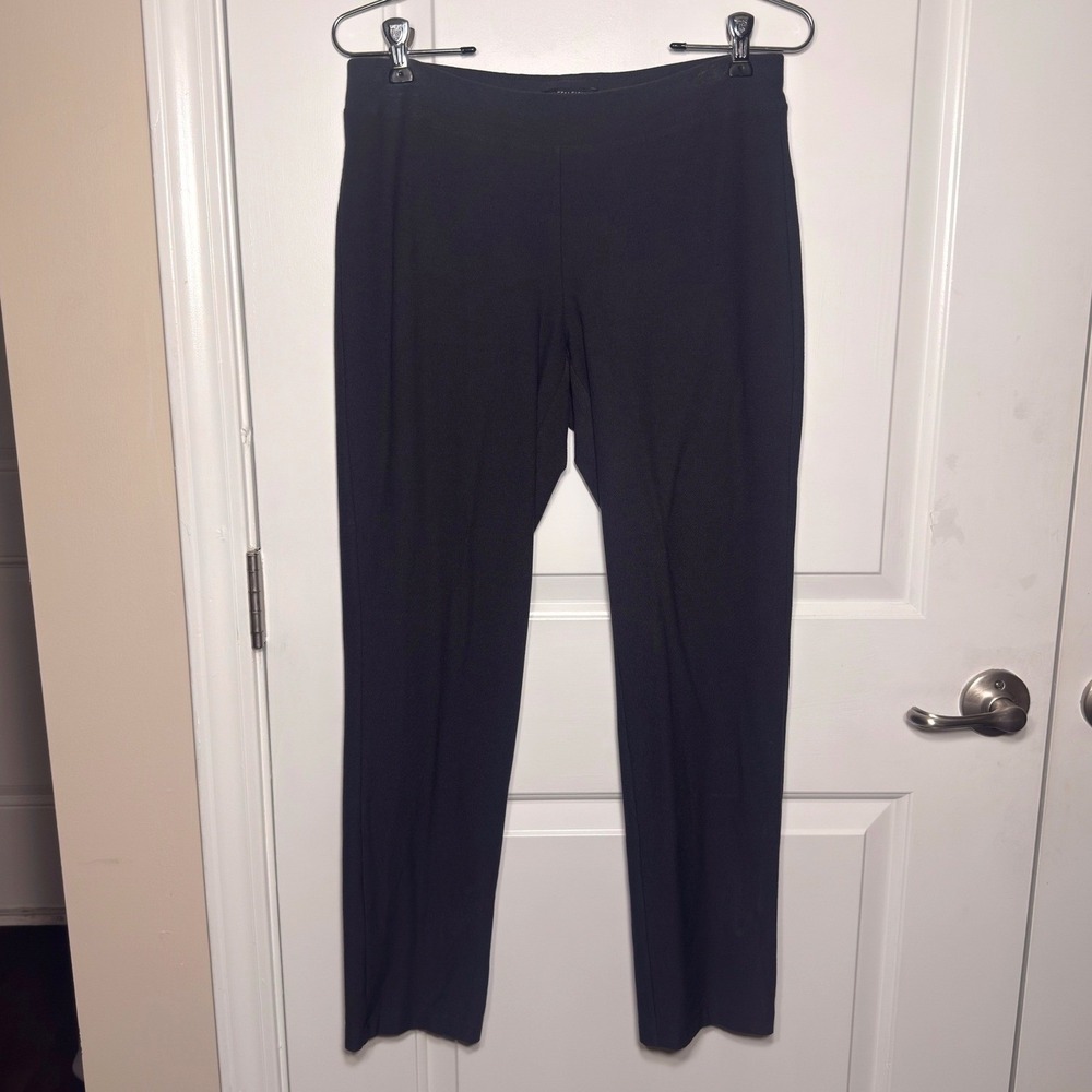 Eileen Fisher Charcoal Viscose Crepe Slim Leg Pull On Pants XS Minimalist